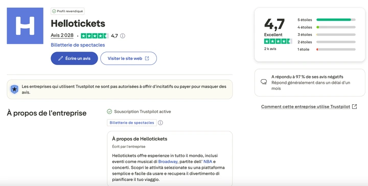 Recensioni Hellotickets Trustpilot